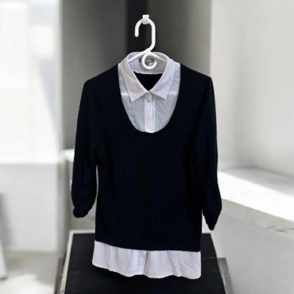 Roz & Ali Black and White Layered Sweater